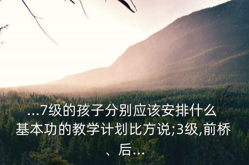 ...7级的孩子分别应该安排什么 基本功的教学计划比方说;3级,前桥、后...
