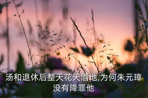 汤和退休后整天花天酒地,为何朱元璋没有降罪他