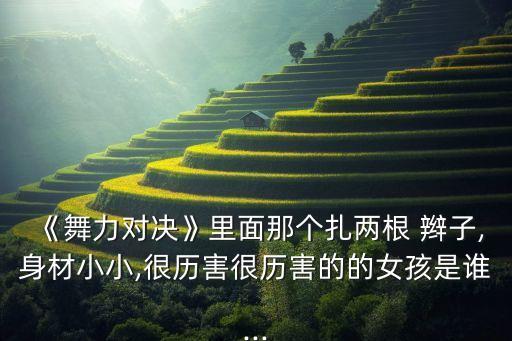 《舞力对决》里面那个扎两根 辫子,身材小小,很历害很历害的的女孩是谁...