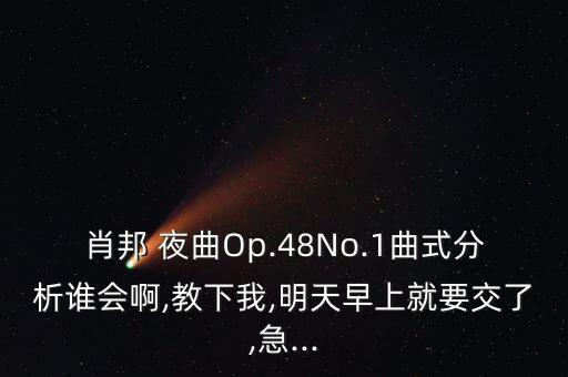 肖邦 夜曲Op.48No.1曲式分析谁会啊,教下我,明天早上就要交了,急...