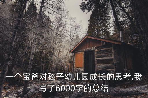 一个宝爸对孩子幼儿园成长的思考,我写了6000字的总结