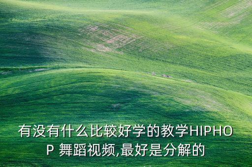 有没有什么比较好学的教学HIPHOP 舞蹈视频,最好是分解的