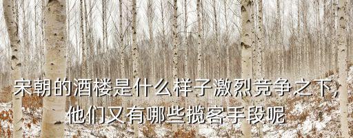 宋朝的酒楼是什么样子激烈竞争之下,他们又有哪些揽客手段呢