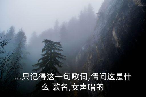 ...只记得这一句歌词,请问这是什么 歌名,女声唱的