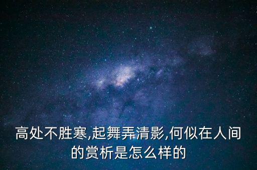 高处不胜寒,起舞弄清影,何似在人间的赏析是怎么样的