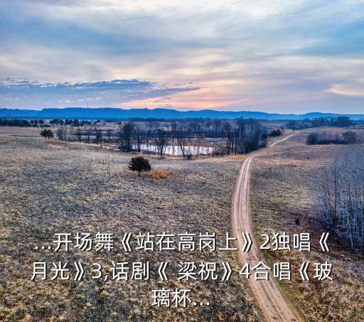 ...开场舞《站在高岗上》2独唱《月光》3,话剧《 梁祝》4合唱《玻璃杯...