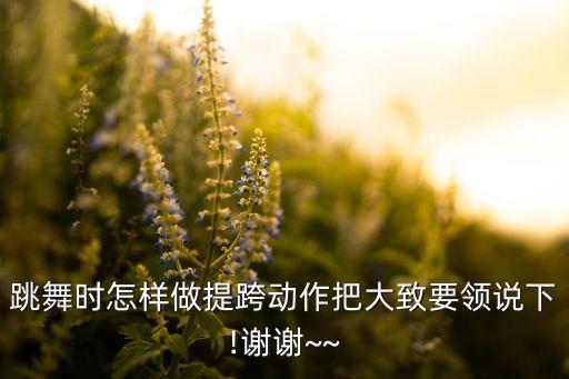 跳舞时怎样做提跨动作把大致要领说下!谢谢~~