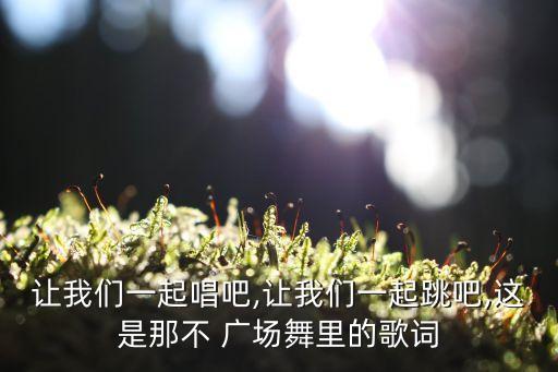 让我们一起唱吧,让我们一起跳吧,这是那不 广场舞里的歌词