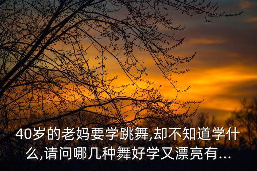 40岁的老妈要学跳舞,却不知道学什么,请问哪几种舞好学又漂亮有...