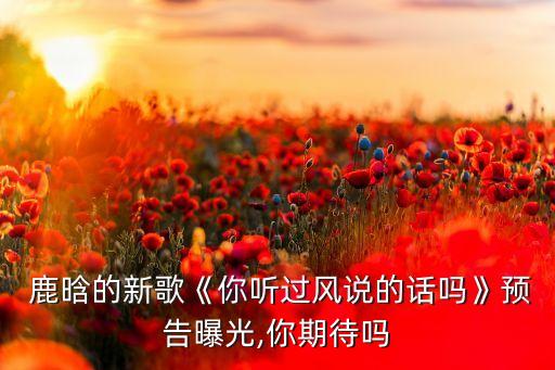  鹿晗的新歌《你听过风说的话吗》预告曝光,你期待吗