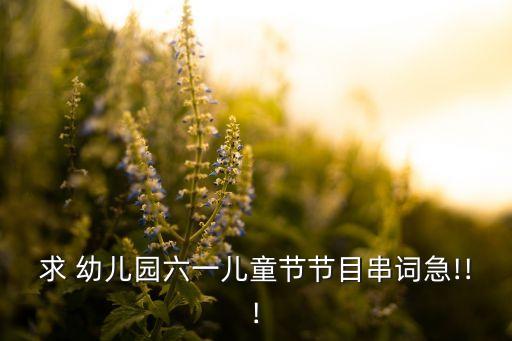 求 幼儿园六一儿童节节目串词急!!!