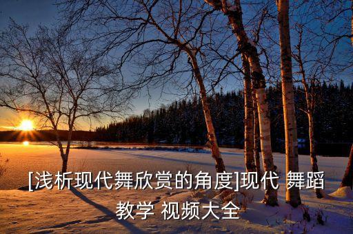 [浅析现代舞欣赏的角度]现代 舞蹈 教学 视频大全