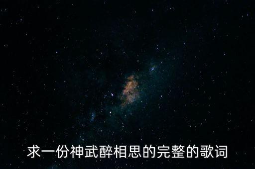 求一份神武醉相思的完整的歌词