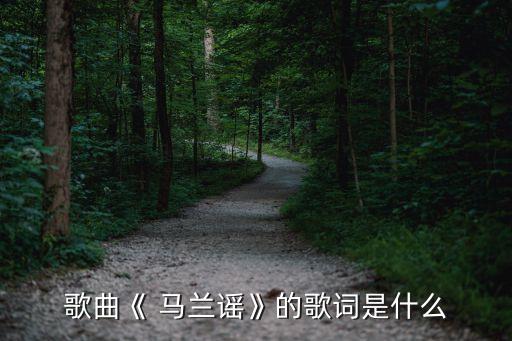 歌曲《 马兰谣》的歌词是什么