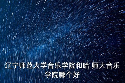 辽宁师范大学音乐学院和哈 师大音乐学院哪个好