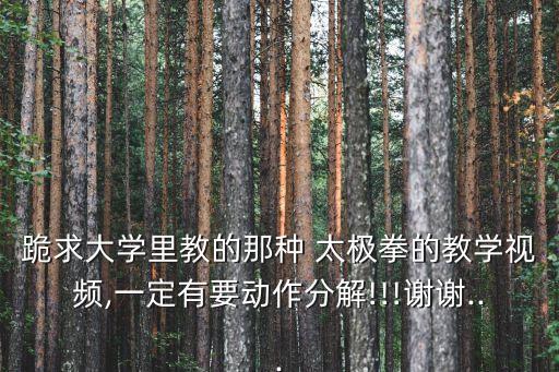 跪求大学里教的那种 太极拳的教学视频,一定有要动作分解!!!谢谢...