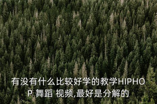 有没有什么比较好学的教学HIPHOP 舞蹈 视频,最好是分解的
