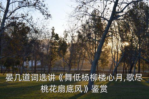 晏几道词选讲《舞低杨柳楼心月,歌尽桃花扇底风》鉴赏