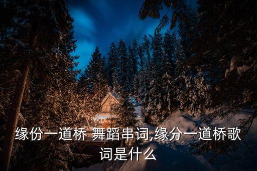 缘份一道桥 舞蹈串词,缘分一道桥歌词是什么
