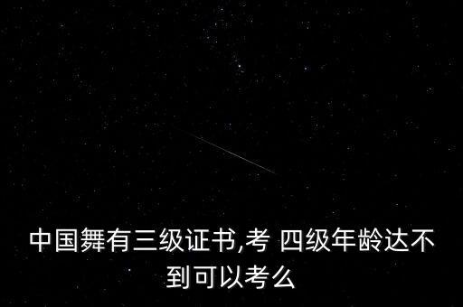 中国舞有三级证书,考 四级年龄达不到可以考么