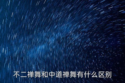 不二禅舞和中道禅舞有什么区别