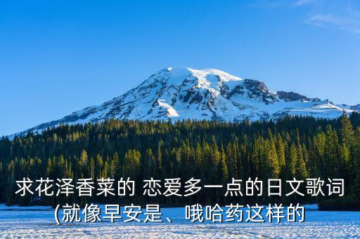 求花泽香菜的 恋爱多一点的日文歌词(就像早安是、哦哈药这样的