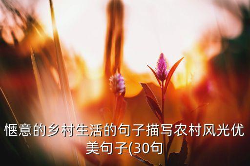 惬意的乡村生活的句子描写农村风光优美句子(30句