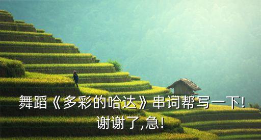  舞蹈《多彩的哈达》串词帮写一下!谢谢了,急!
