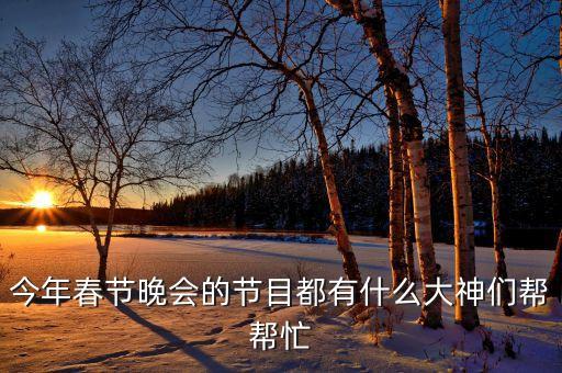 今年春节晚会的节目都有什么大神们帮帮忙
