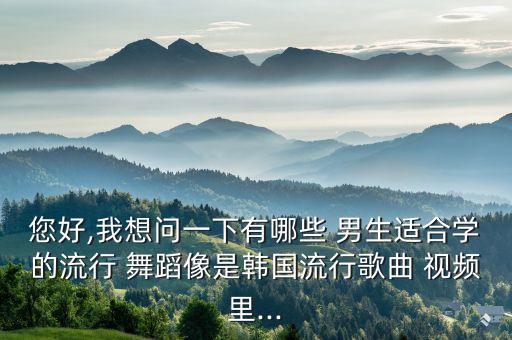 您好,我想问一下有哪些 男生适合学的流行 舞蹈像是韩国流行歌曲 视频里...