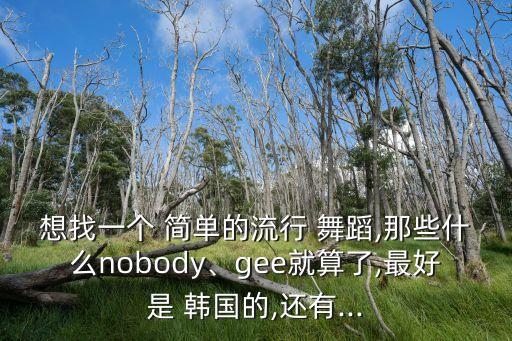 想找一个 简单的流行 舞蹈,那些什么nobody、gee就算了,最好是 韩国的,还有...