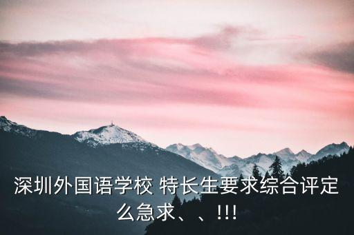 深圳外国语学校 特长生要求综合评定么急求、、!!!