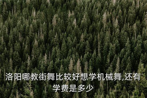 洛阳哪教街舞比较好想学机械舞,还有学费是多少
