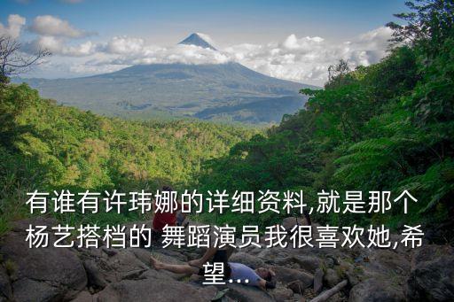 有谁有许玮娜的详细资料,就是那个 杨艺搭档的 舞蹈演员我很喜欢她,希望...