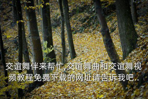 交谊舞伴来帮忙,交谊舞曲和交谊舞视频教程免费下载的网址请告诉我吧...