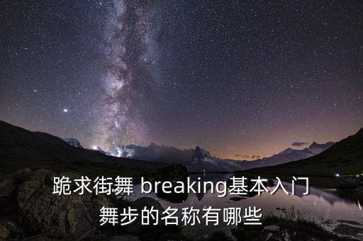 跪求街舞 breaking基本入门舞步的名称有哪些