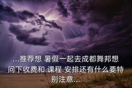 ...推荐想 暑假一起去成都舞邦想问下收费和 课程 安排还有什么要特别注意...