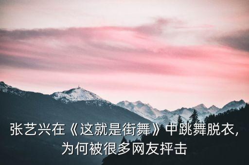 张艺兴在《这就是街舞》中跳舞脱衣,为何被很多网友抨击
