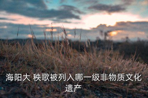 海阳大 秧歌被列入哪一级非物质文化遗产