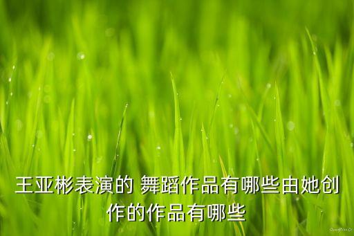 王亚彬表演的 舞蹈作品有哪些由她创作的作品有哪些