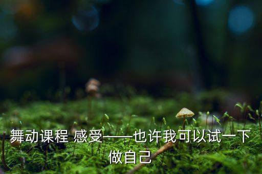 舞动课程 感受——也许我可以试一下做自己