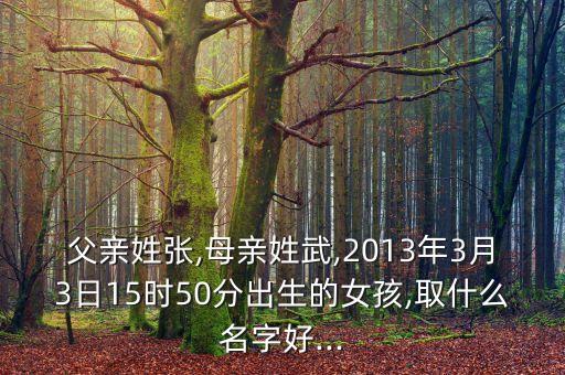 父亲姓张,母亲姓武,2013年3月3日15时50分出生的女孩,取什么名字好...