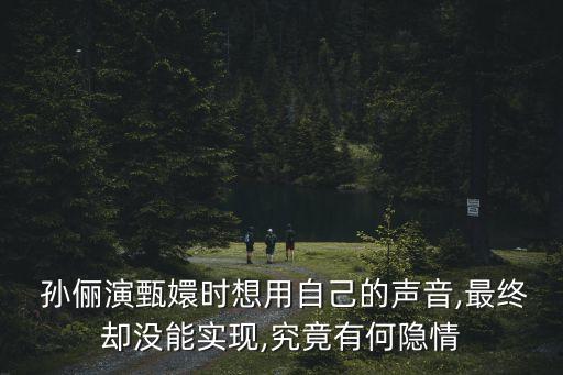  孙俪演甄嬛时想用自己的声音,最终却没能实现,究竟有何隐情