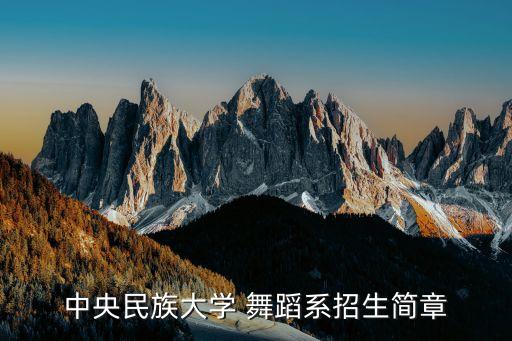 中央民族大学 舞蹈系招生简章