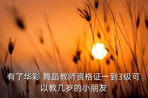 有了华彩 舞蹈教师资格证一到3级可以教几岁的小朋友
