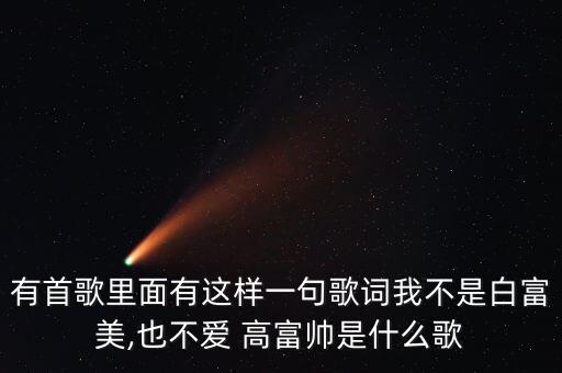 有首歌里面有这样一句歌词我不是白富美,也不爱 高富帅是什么歌