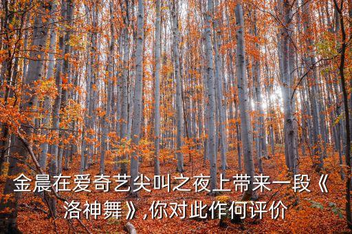 金晨在爱奇艺尖叫之夜上带来一段《 洛神舞》,你对此作何评价