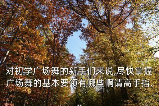 对初学广场舞的新手们来说,尽快掌握广场舞的基本要领有哪些啊请高手指...