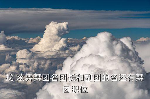 找 炫舞舞团名团长和副团的名还有舞团职位