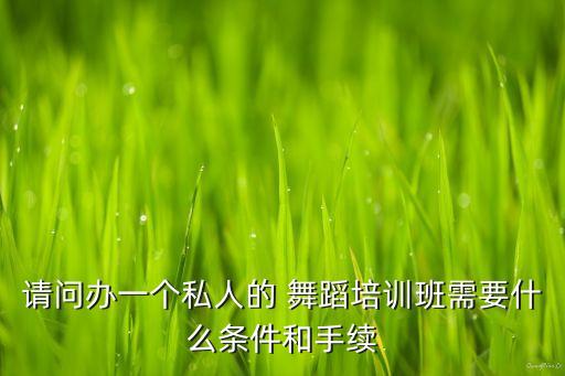 请问办一个私人的 舞蹈培训班需要什么条件和手续